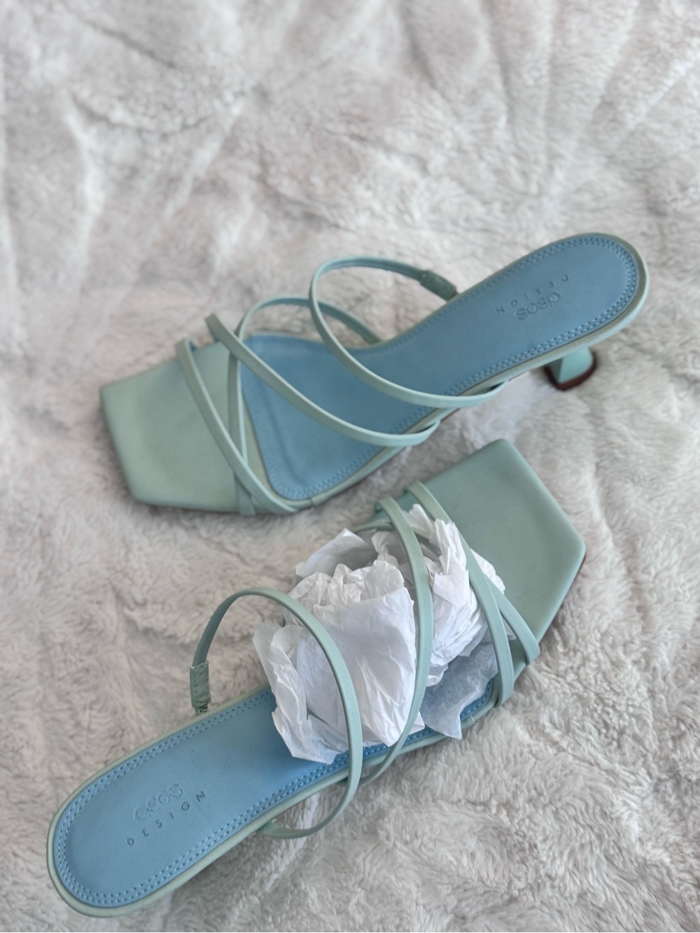 ASOS Pale Mint Strappy Square-Toe Heeled Sandals